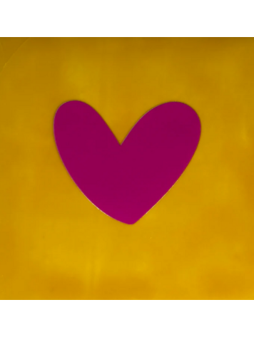 Yett Yett | Tegeltje hartje dicht geel/knalroze