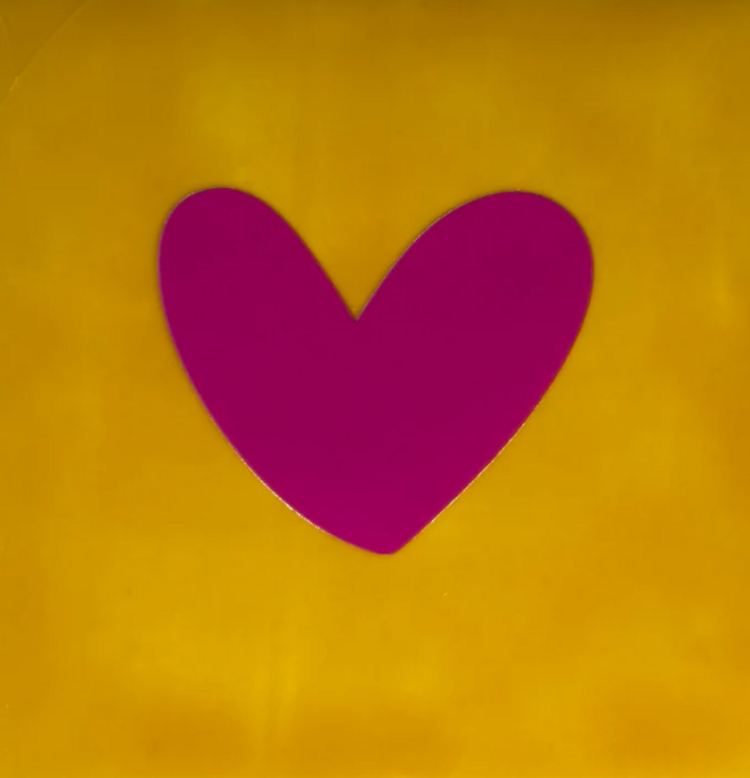 Yett Yett | Tegeltje hartje dicht geel/knalroze