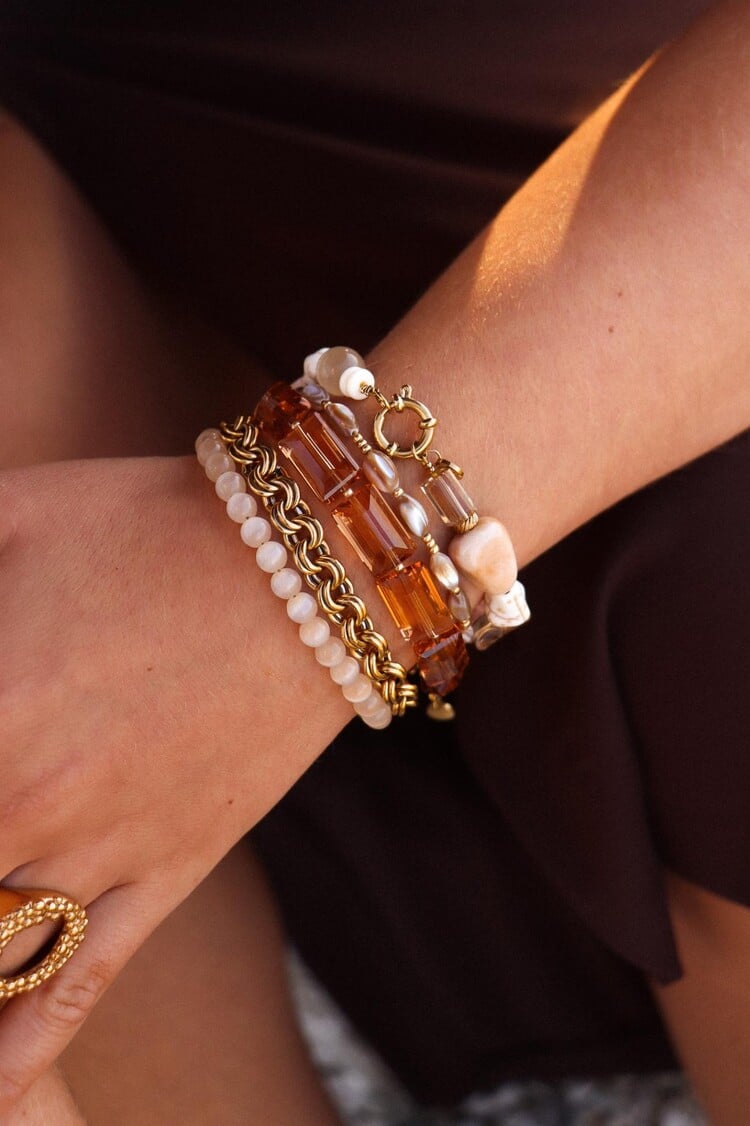 label Kiki Label Kiki | Armband Cat eye beige gold