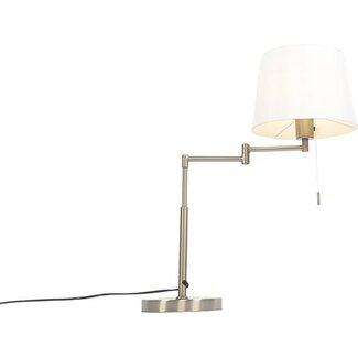 QAZQA ladas - Moderne Tafellamp met zwenkarm - 1 lichts - H 59.6 cm - Wit - Woonkamer | Slaapkamer