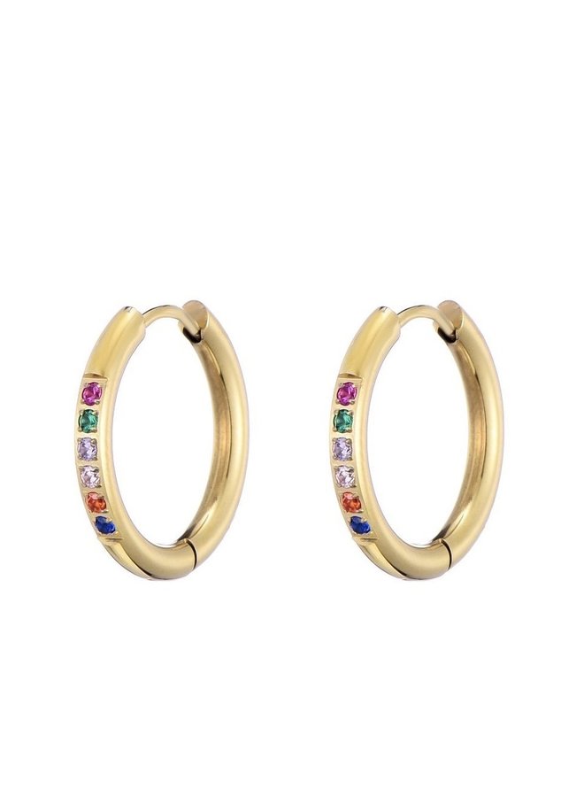 Oorbellen - Rainbow Diamond Hoops