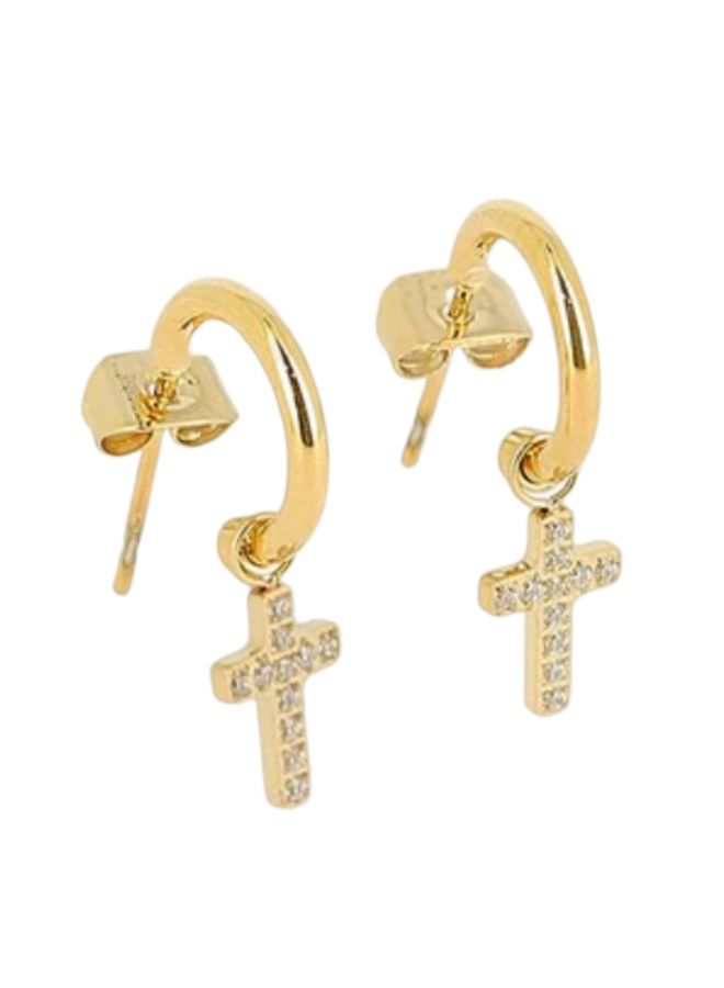 Earrings - Cross Diamond