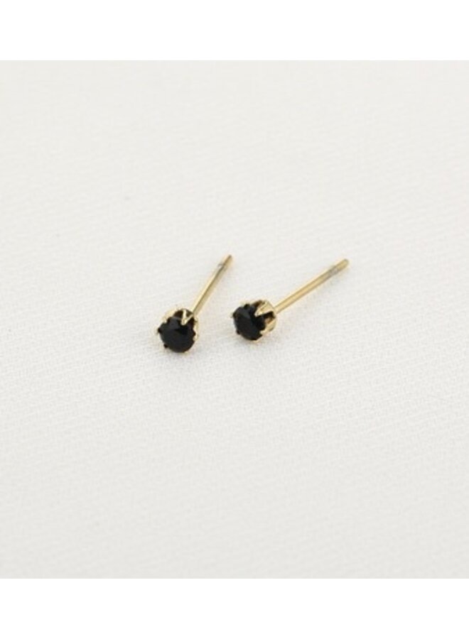 Earrings - Small Diamond Black Studs