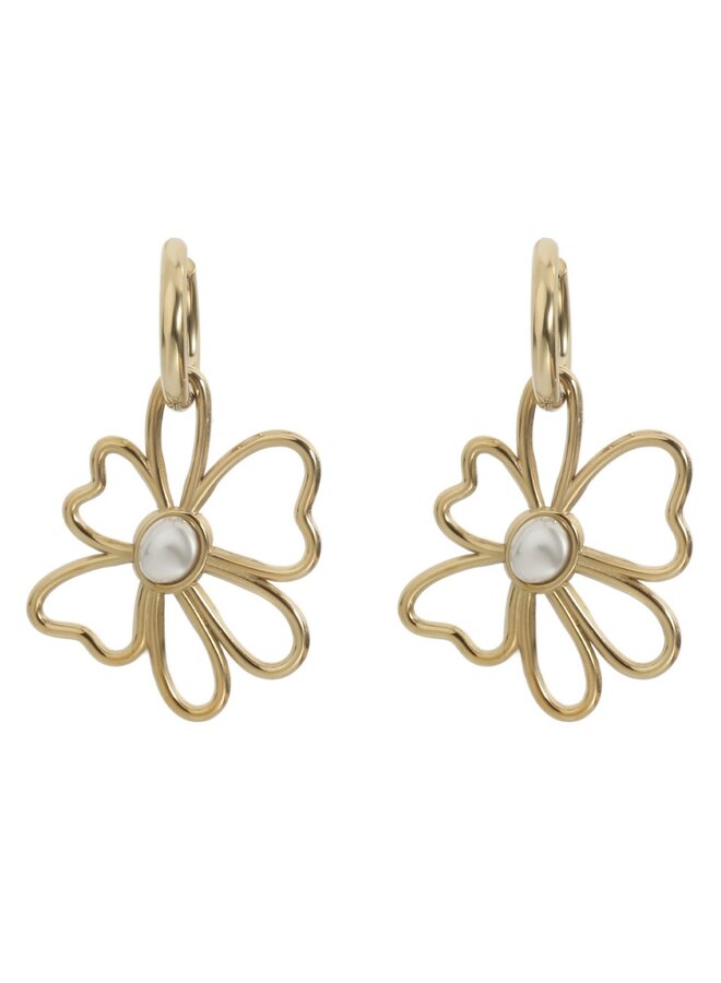 Earrings - Flower Big Pearl