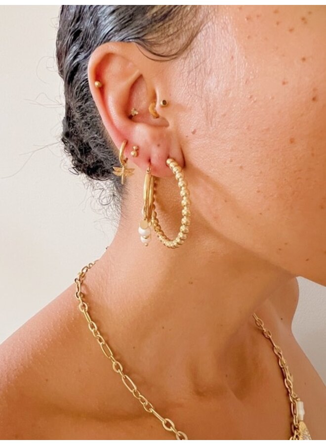 Earrings - Hoop With 5 Pearls