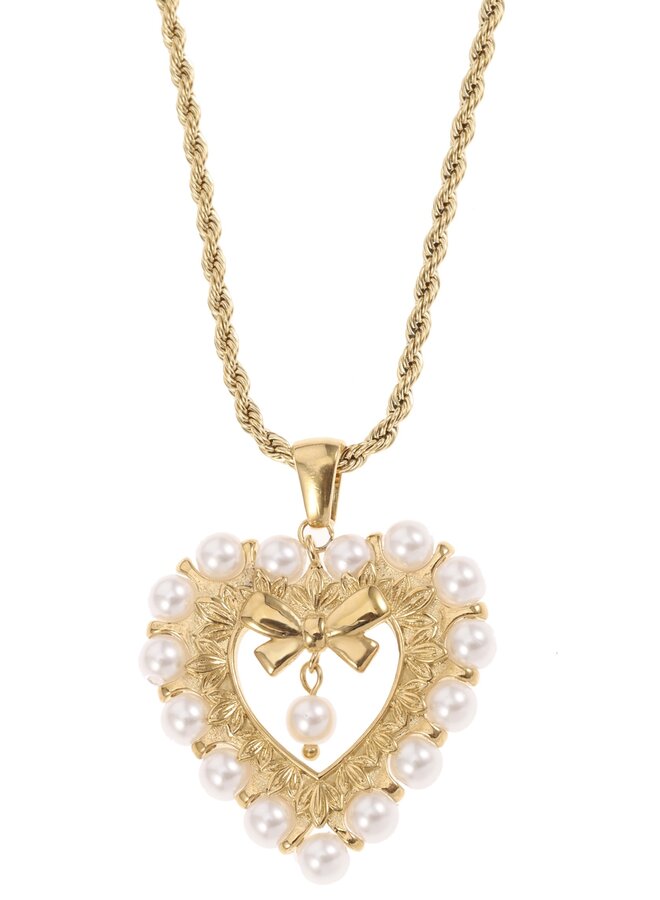 Ketting - Heart with Pearls and a Bow