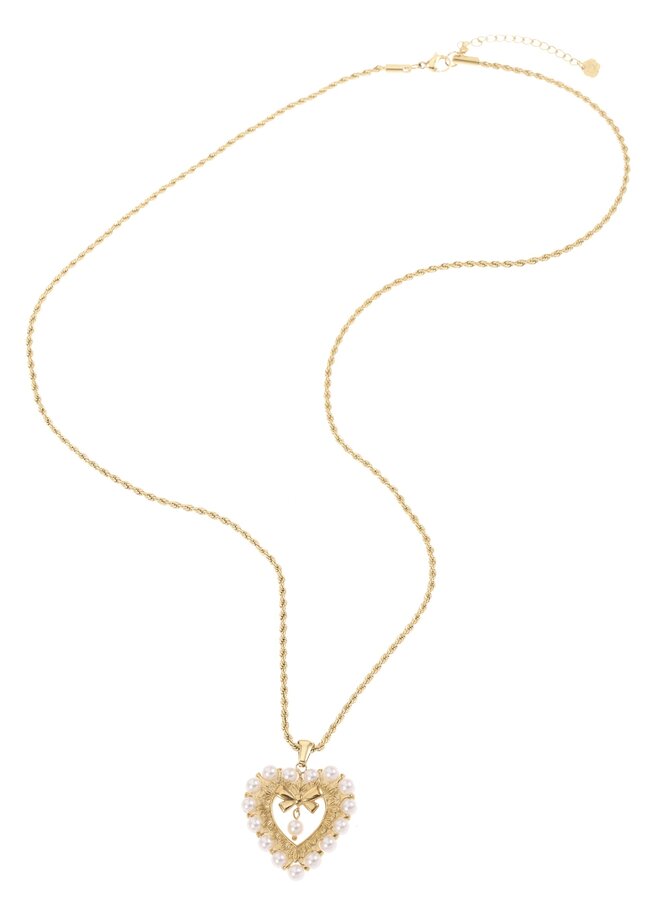 Ketting - Heart with Pearls and a Bow