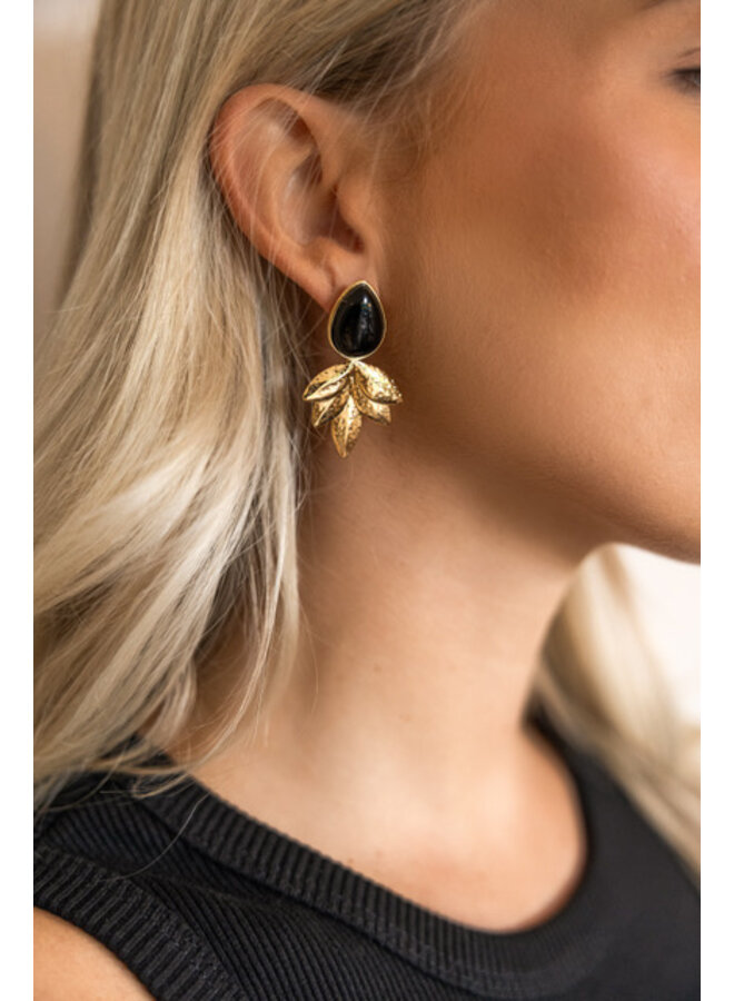 Earrings - Flower Onyx