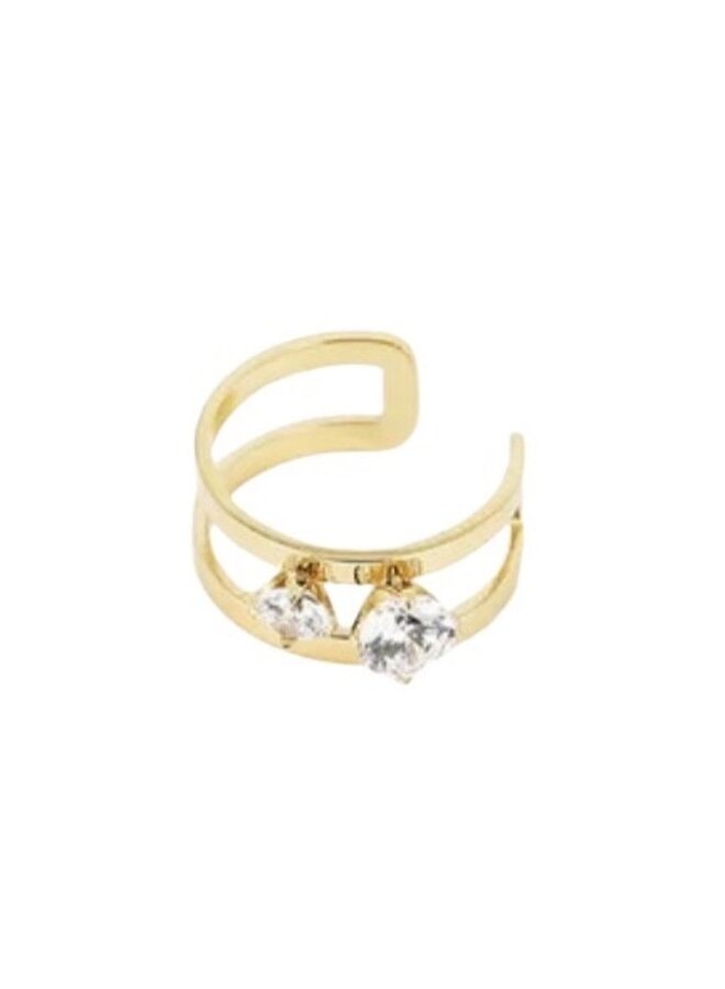 Earcuff - Double Row with 2 Diamonds