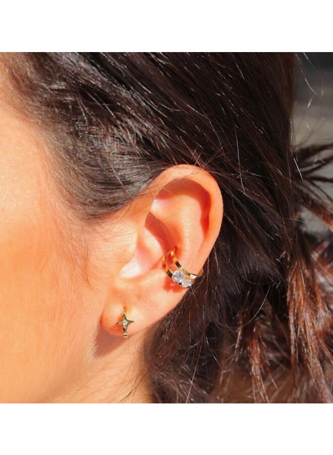 Earcuff - Double Row with 2 Diamonds