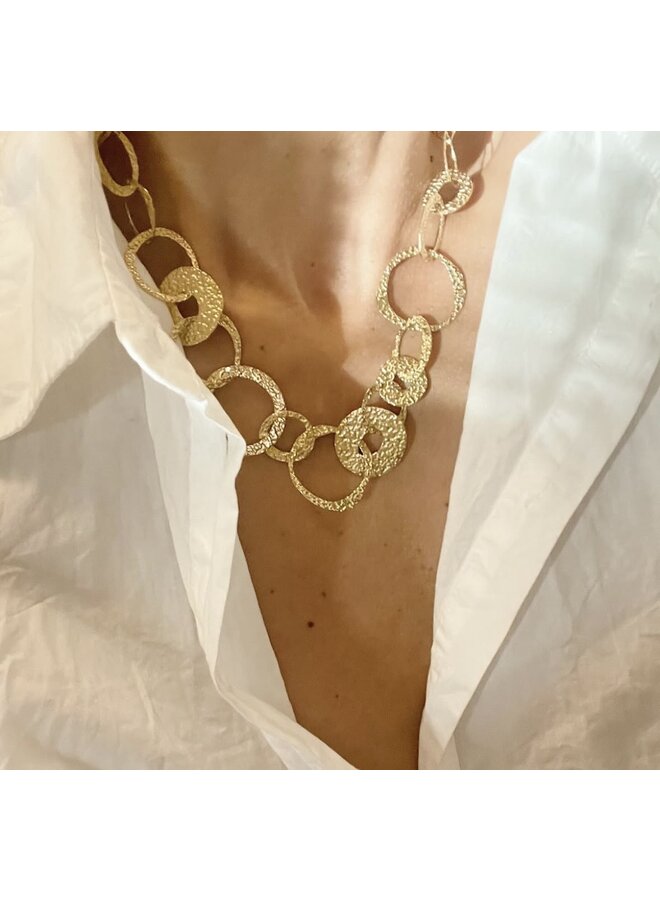 Necklace - Matte Hammered Rounds