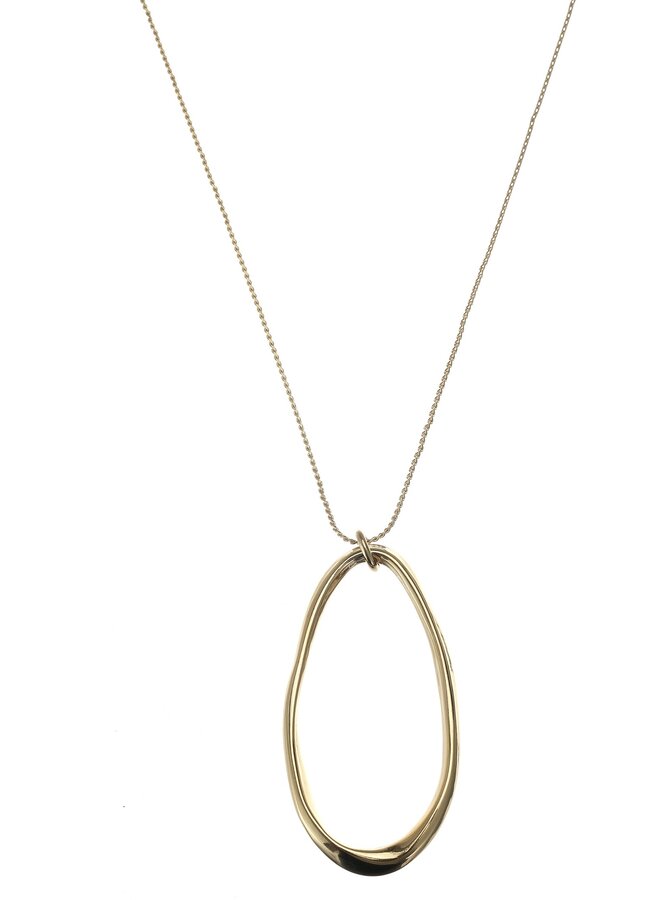 Necklace - Long Necklace with Open Oval