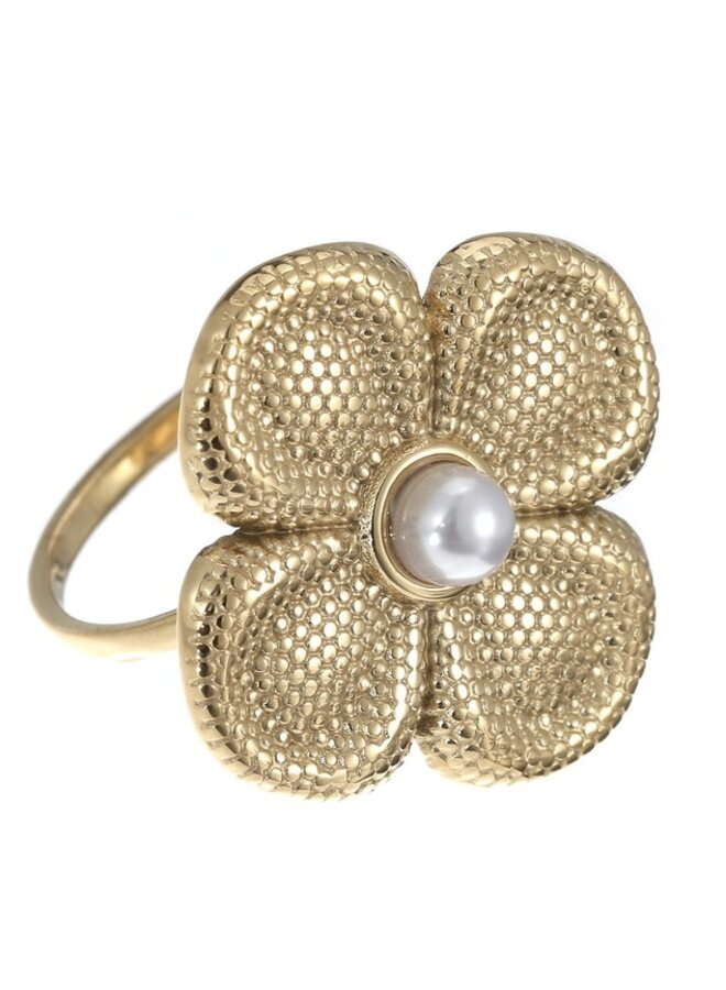 Ring - Flower With Pearl