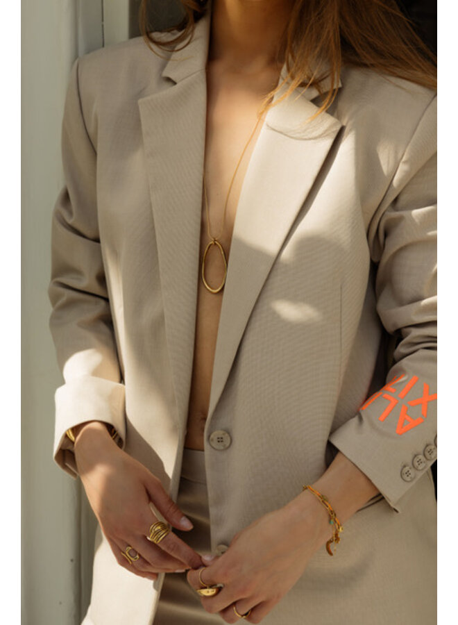 Necklace - Long Necklace with Open Oval