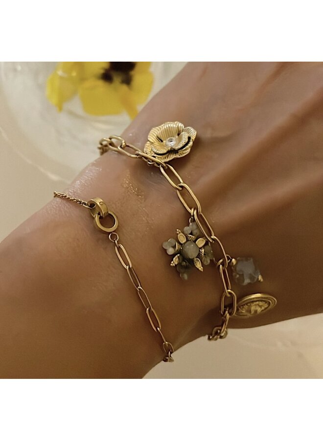 Bracelet - Flower, Lion, Heart Charms