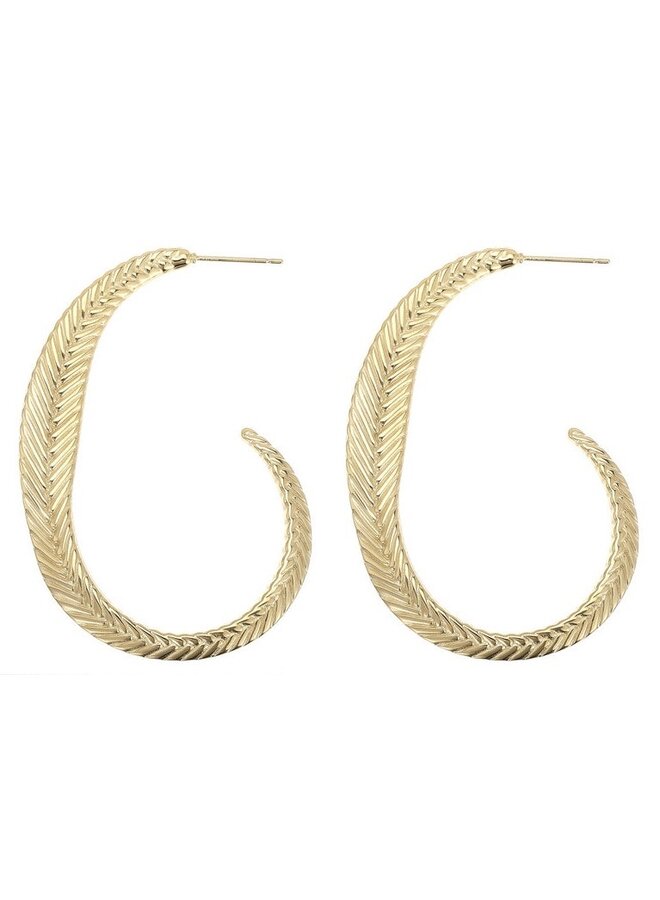 Earrings - Oval Shape Feather
