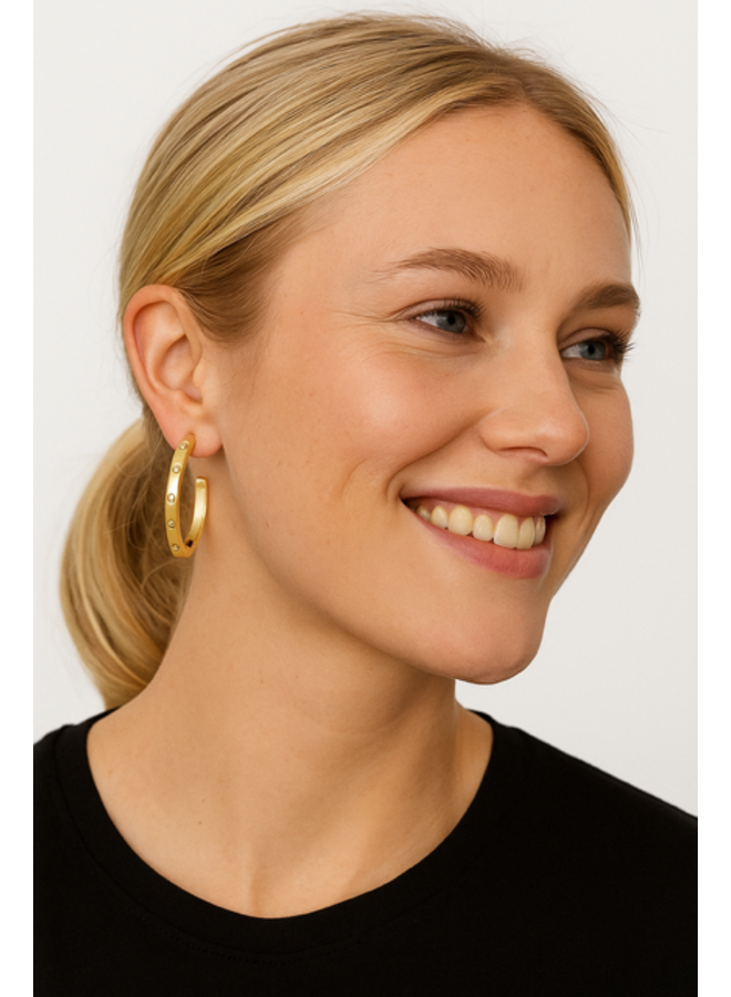 Earrings - Hoops With 7 Diamonds