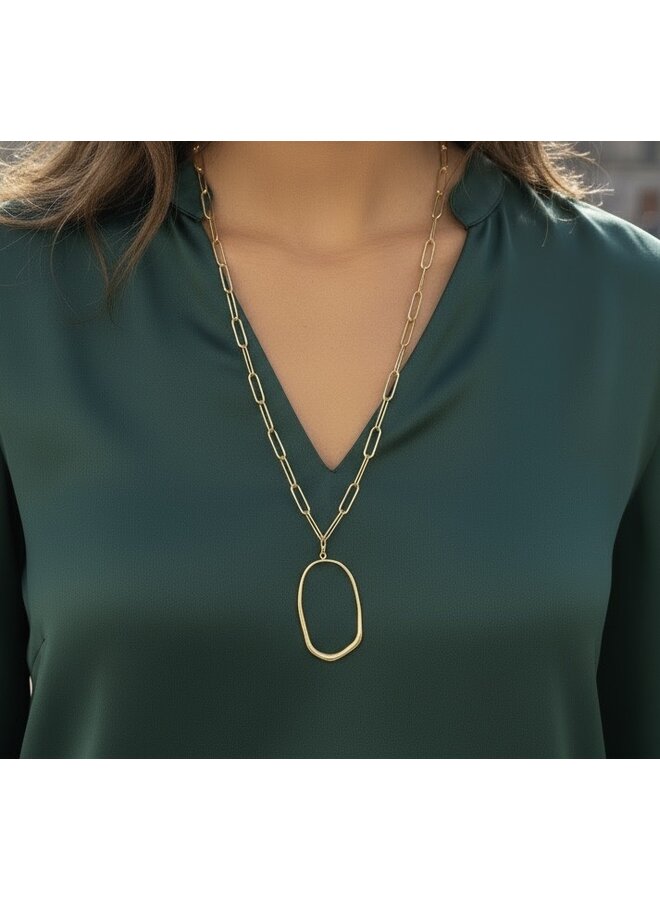 Necklace - Link Necklace With Arty Open Form