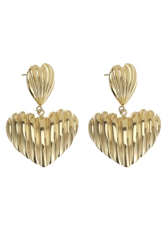 Earrings - Double Heart Antique