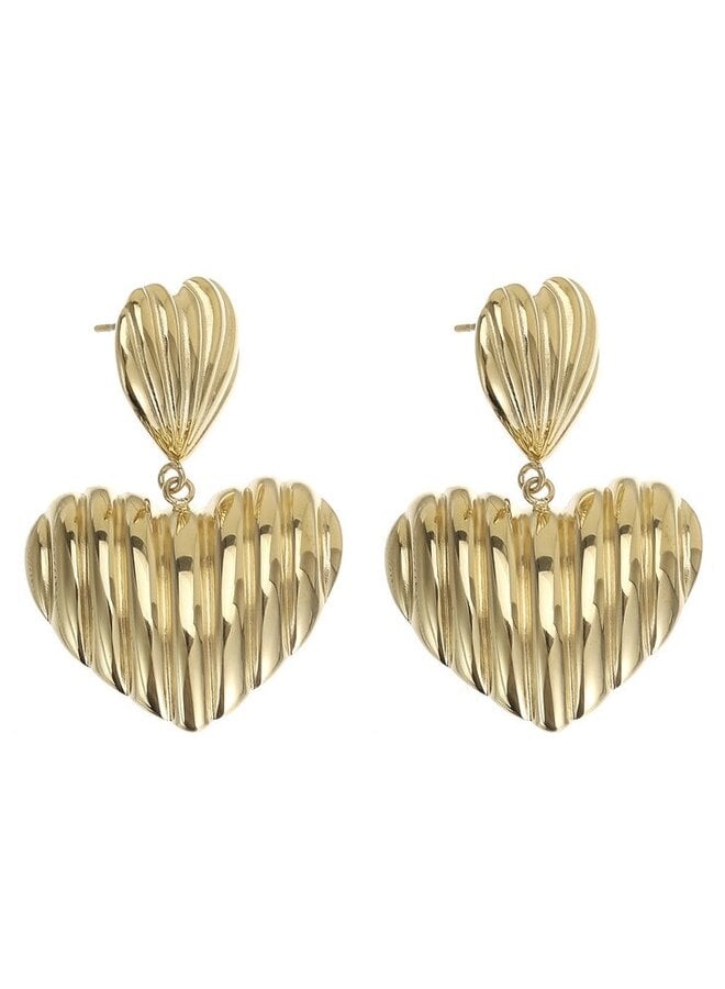 Oorbellen - Double Heart Antique