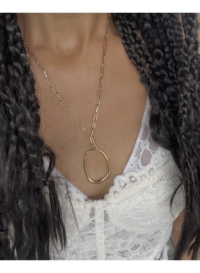 Necklace - Link Necklace With Arty Open Form