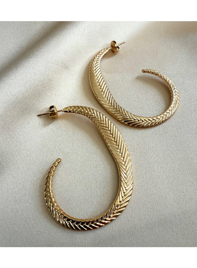 Earrings - Oval Shape Feather