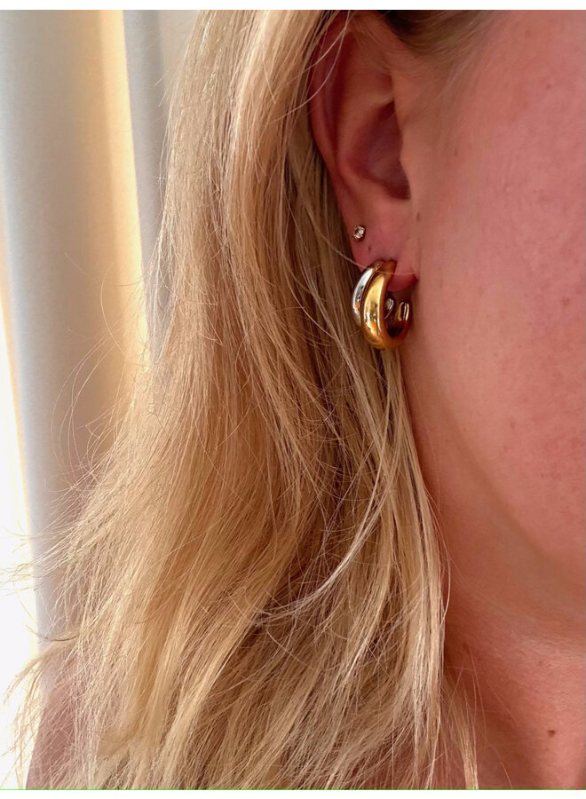Earrings - Double Hoop Mix Gold and Silver