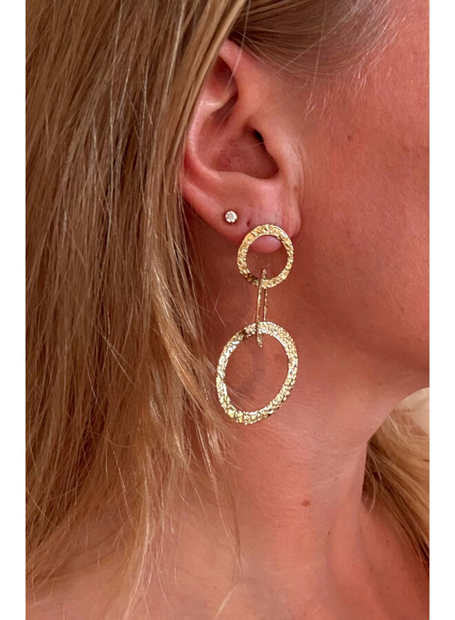 Earrings - Hammered 3 Rounds