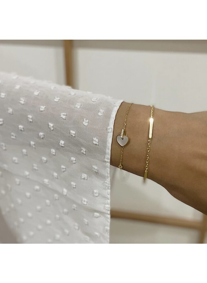 Bracelet - Heart Mother Of Pearl with Diamonds