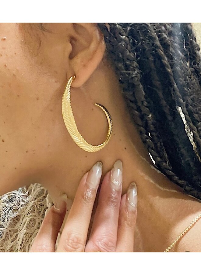 Earrings - Oval Shape Feather