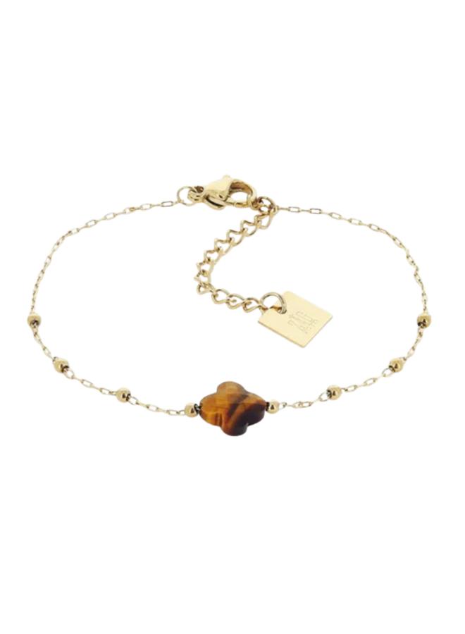 Armband - Clover Tijgeroog