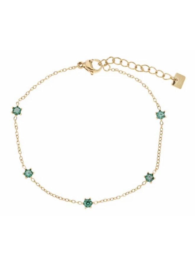 Bracelet - 5 Green Diamonds