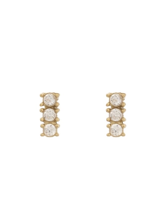 Oorbellen - 3 Diamonds Bar Studs