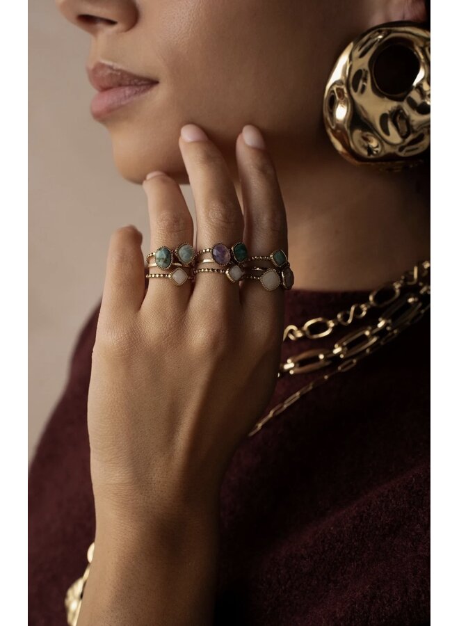 Ring - Dua African Turquoise, Amazonite, Agate