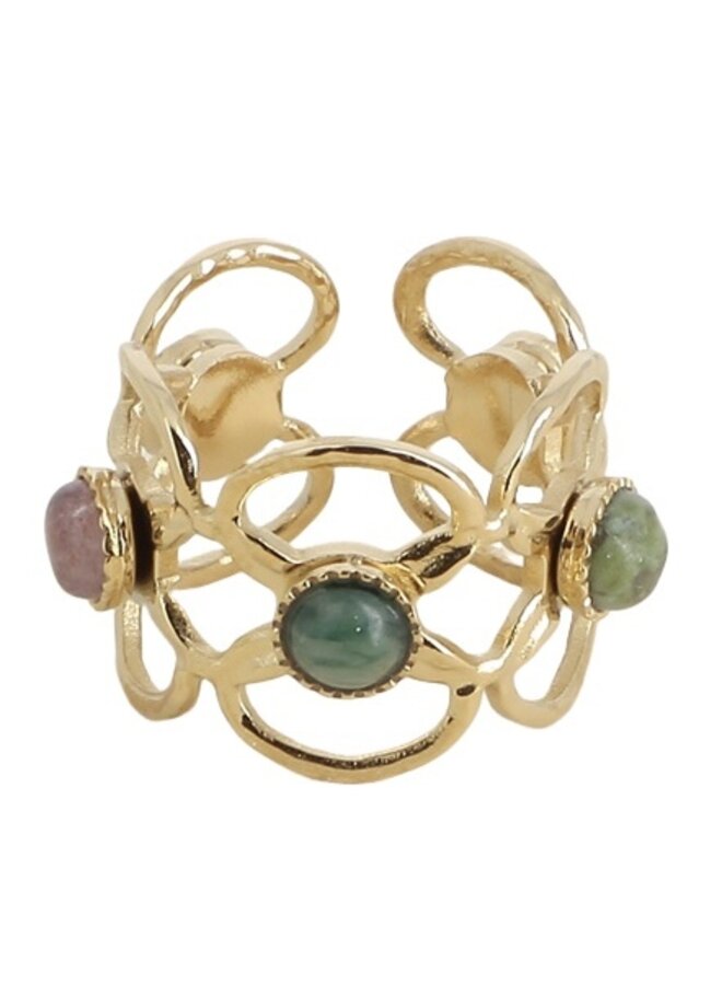 Ring - Gisele Malachite, Amethyst, African Turquoise, Amazonite