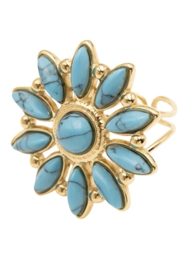 Ring - Flower Turkoois