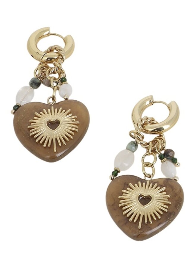 Oorbellen - Brown Heart