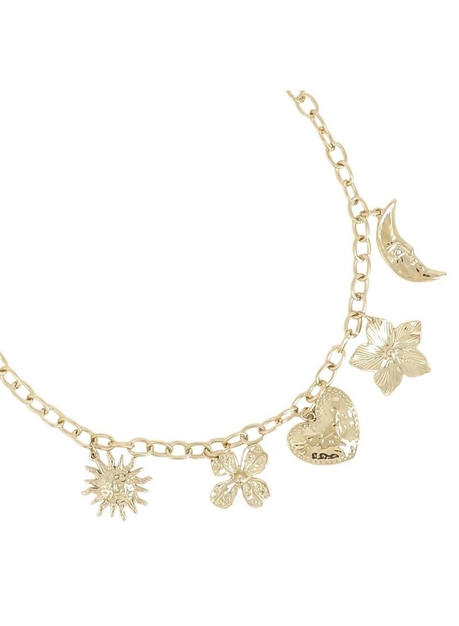 Necklace - Heart, Flowers, Sun, Moon