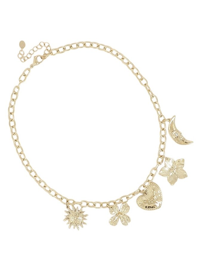 Ketting - Heart, Flowers, Sun, Moon