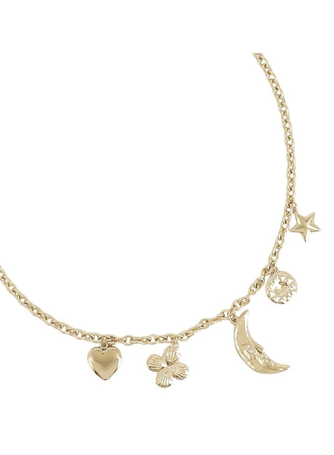 Ketting - Moon, Star, Flower, Heart