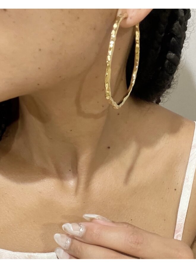 Earrings - Big Hammered Hoops