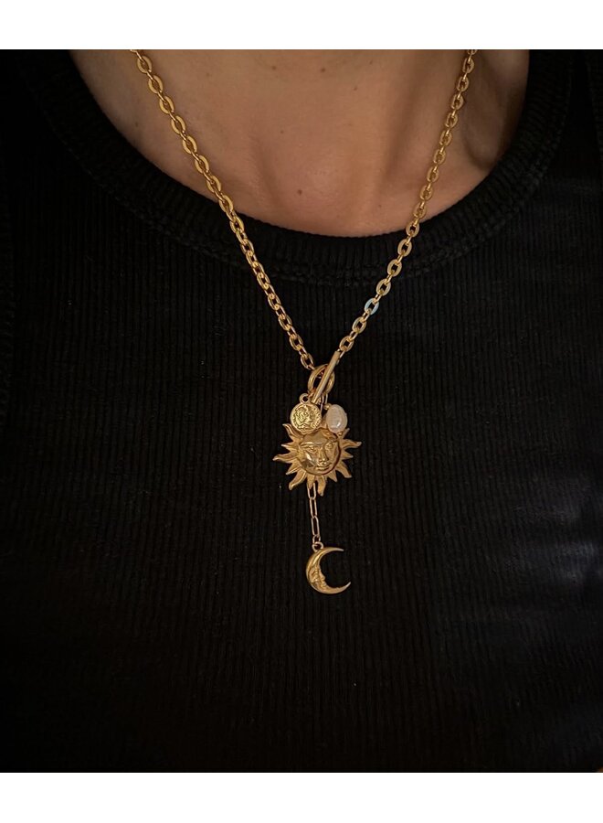 Necklace - Sun, Moon, Coin and Pearl
