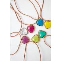 Gold or Silver tone, leather and recycled glass necklace