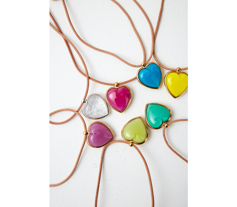 Gold or Silver tone, leather and recycled glass necklace