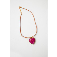 Gold or Silver tone, leather and recycled glass necklace