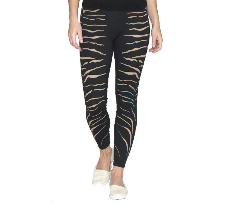 printed high waist leggings Tiger - black/nude