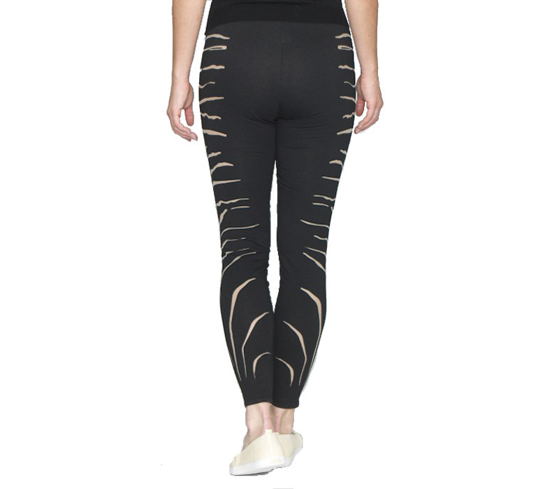 printed high waist leggings Tiger - black/nude