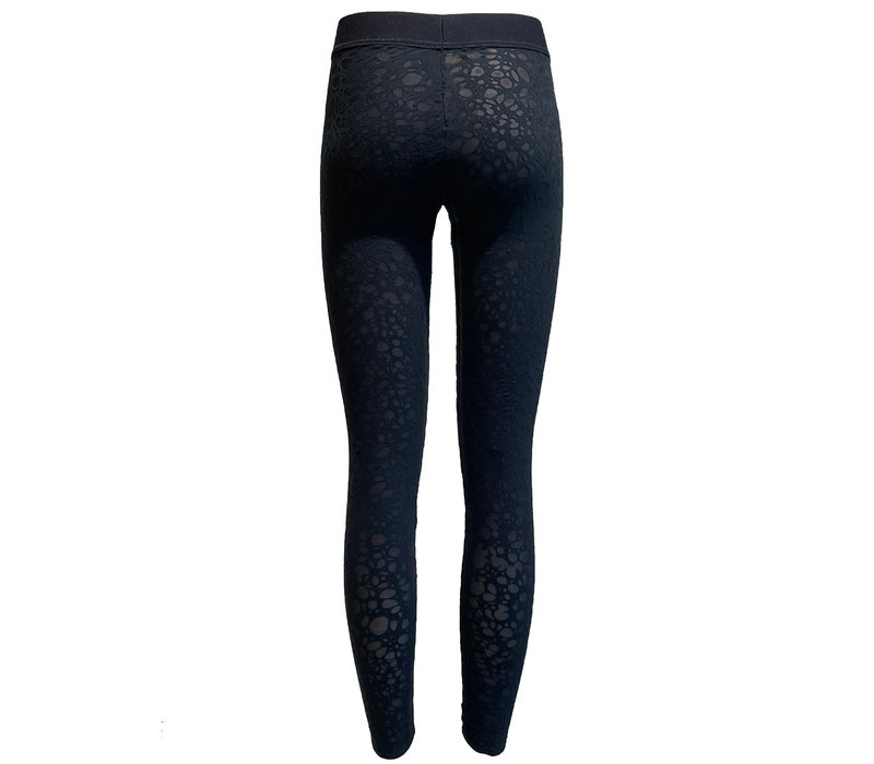 high waisted devore printed leggings Rain Drops - black