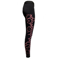 printed hight waist leggings  Flower  - black/pink