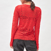 t-shirt Rain drops long sleeves - red